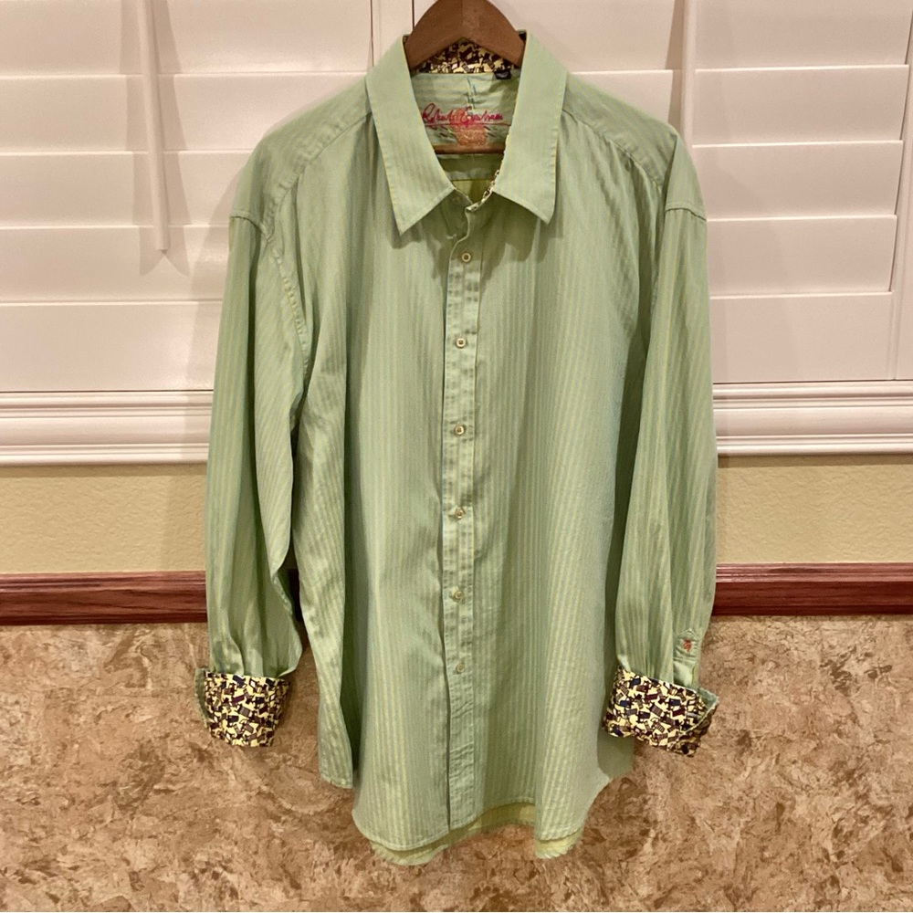 Robert Graham 3XL Striped Shirt Flip Cuff Beach Lounge Chairs Men’s Yellow Blue